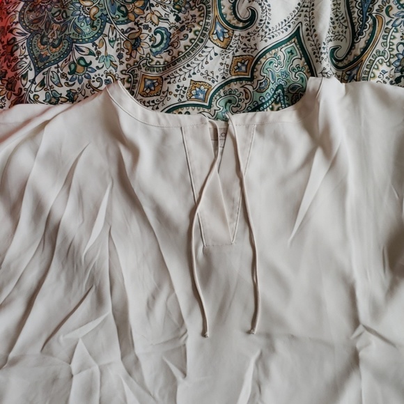 Loft shortsleeve off white large tie blouse - Picture 1 of 4